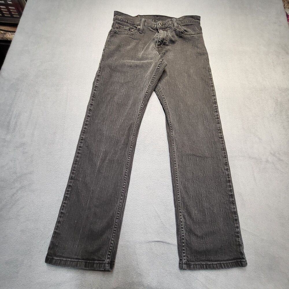 Levi's 514 Jeans Mens‎ 30x29 Black Slim Straight Jeans Distressed Denim